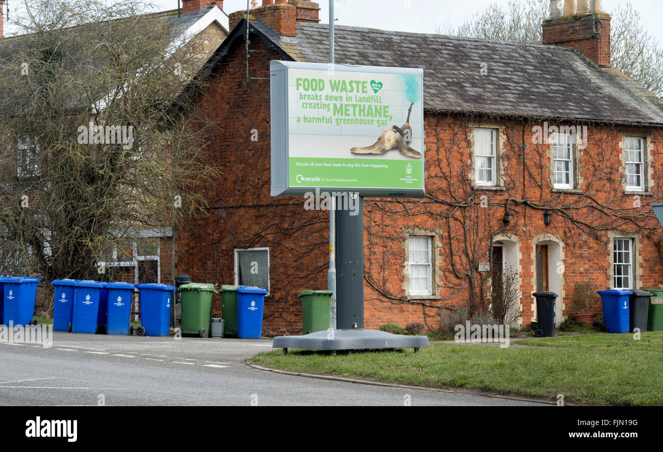 Council Food Waste sign in Brackley, Northamptonshire, England Stock Photo