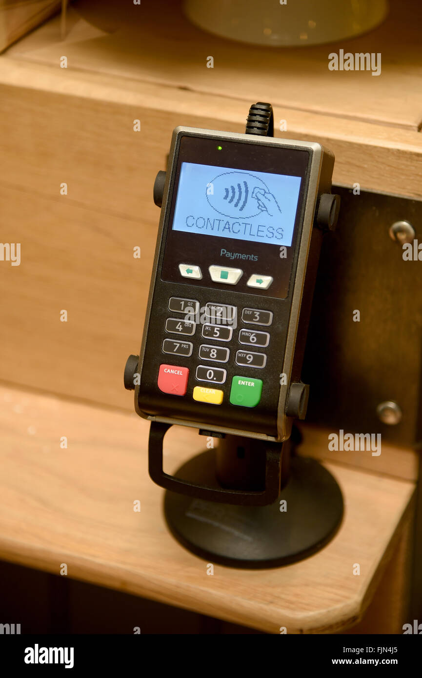 Contactless payment card reader, UK Stock Photo