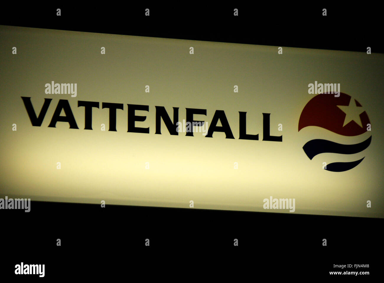 Markenname: 'Vattenfall', Berlin. Stock Photo