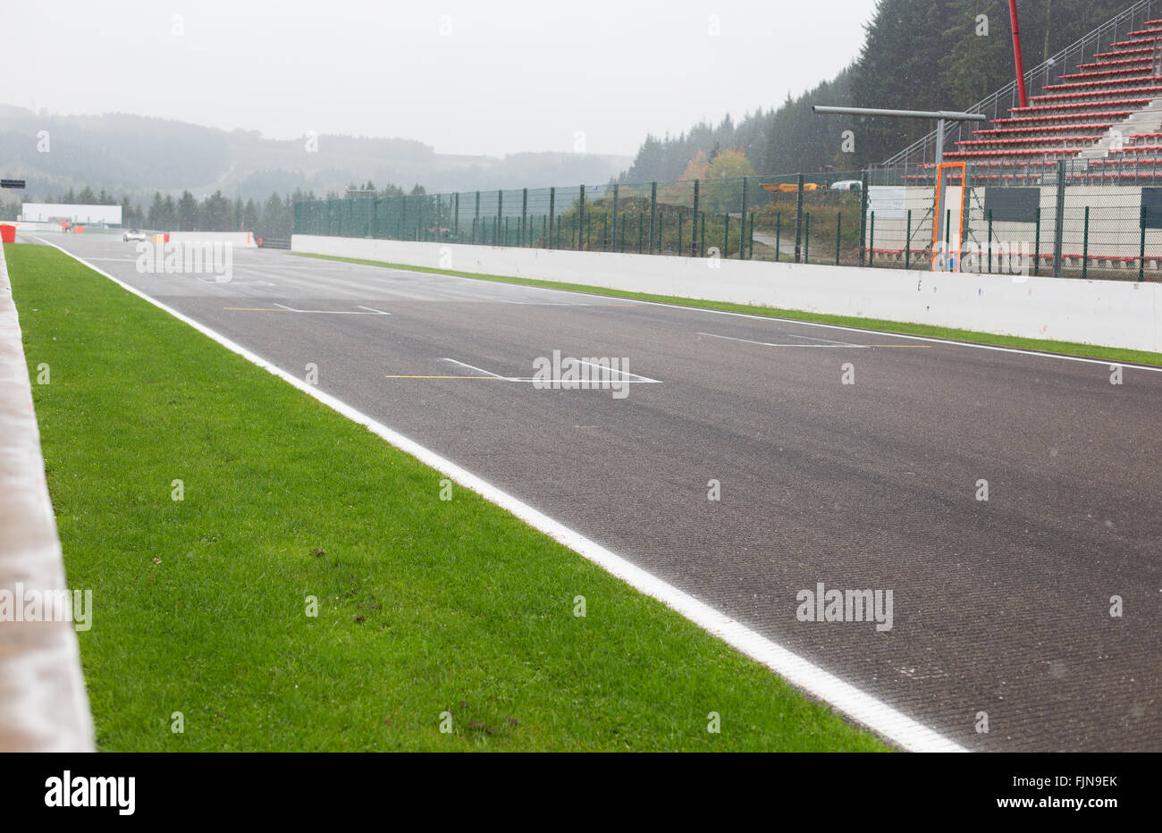 close up of speedway track or road and stands Stock Photo