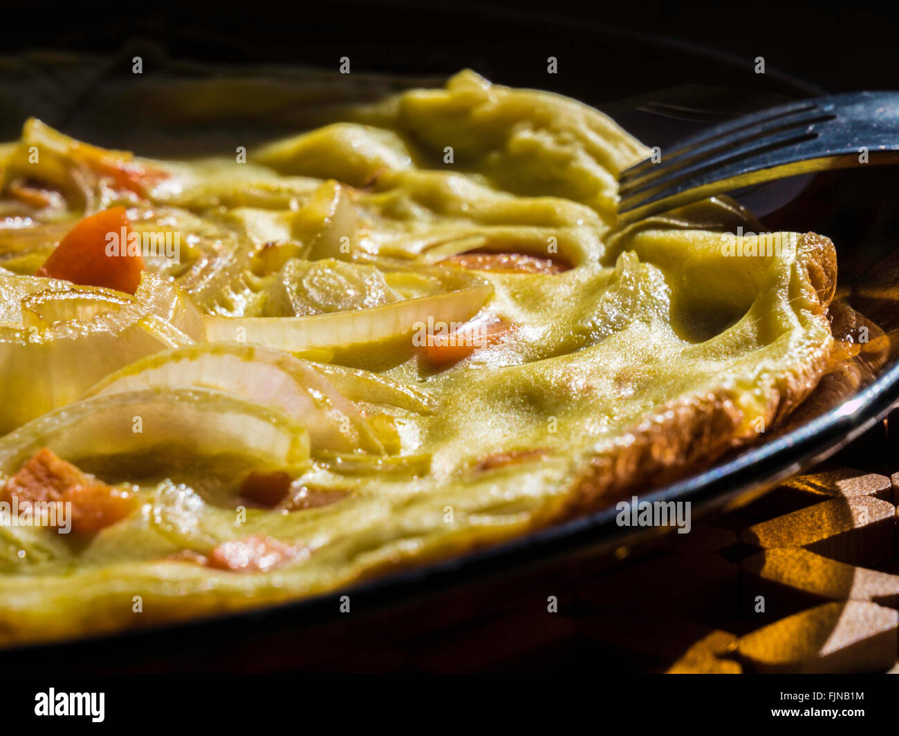 Close-Up Of Cooked Dish With Onion Ready To Eat Stock Photo