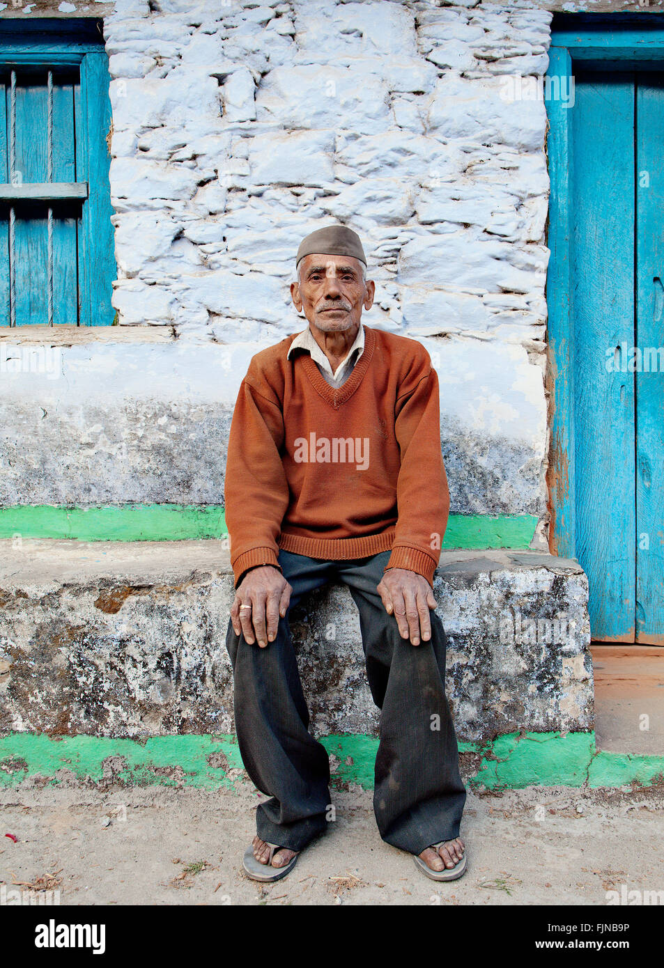 Old Indian man near Corbett National Park, India Stock Photo