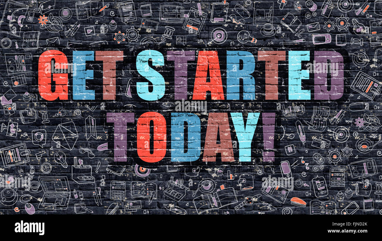 Get Started Today Concept with Doodle Design Icons Stock Photo - Alamy