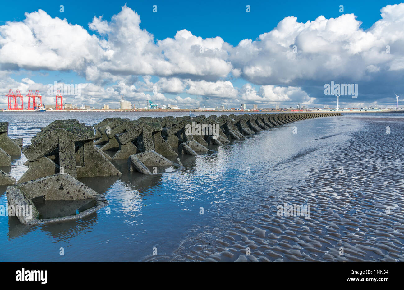 Along the River Mersey from New Brighton Stock Photo
