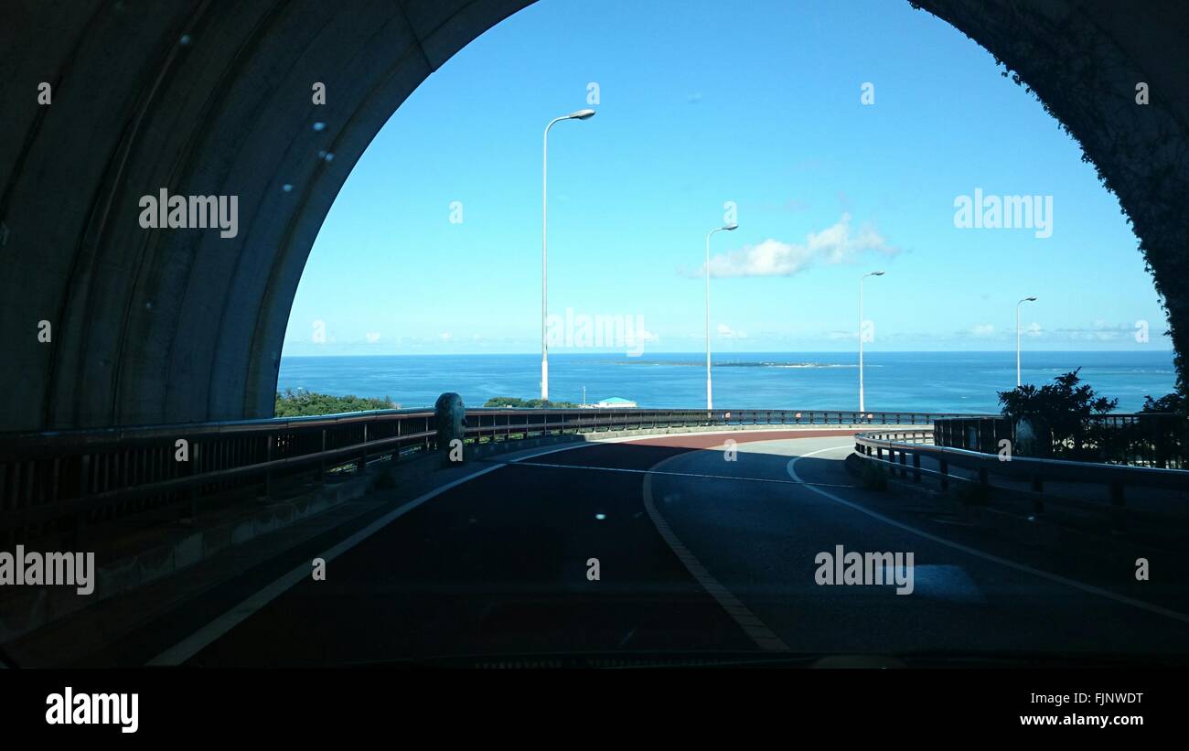 Sea Viewed Through Road Tunnel Stock Photo