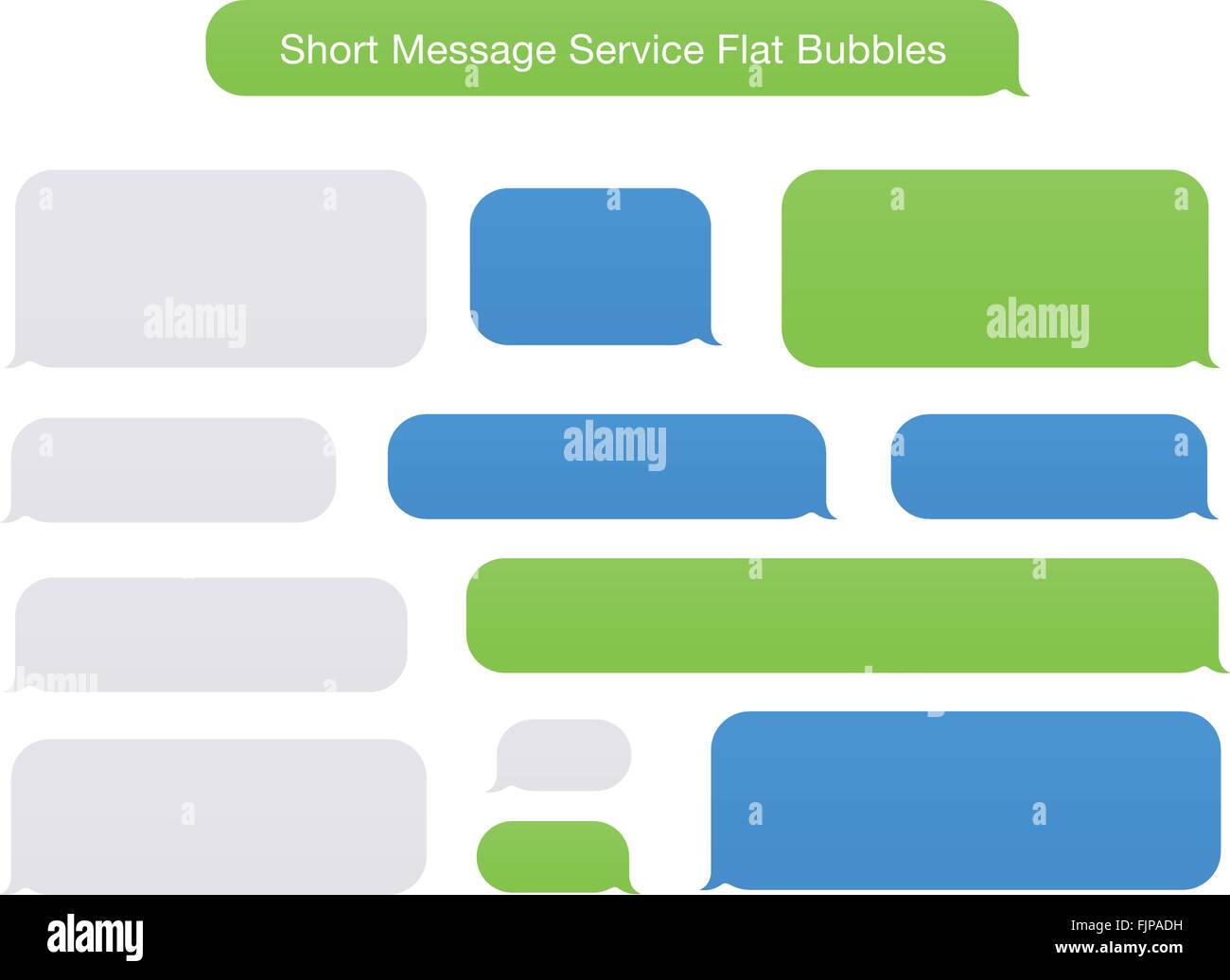 Illustration of SMS Flat Bubbles green, blue and gray used on phone and