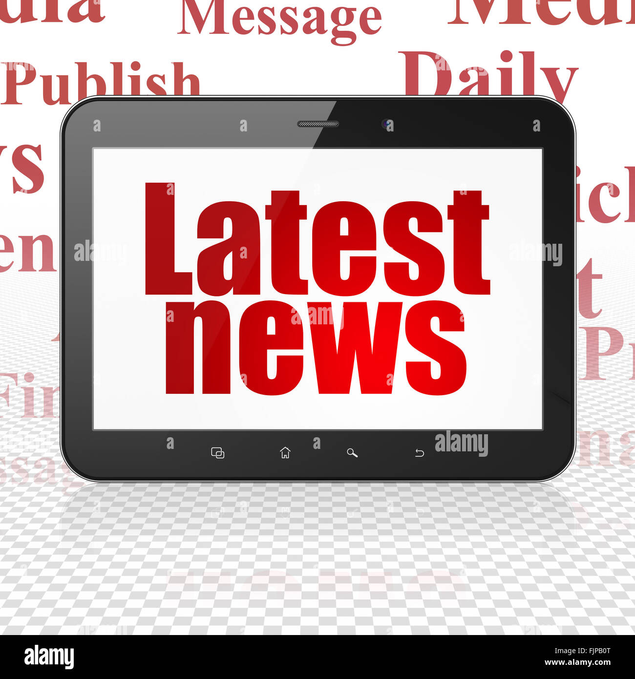 News concept: Tablet Computer with Latest News on display Stock Photo ...