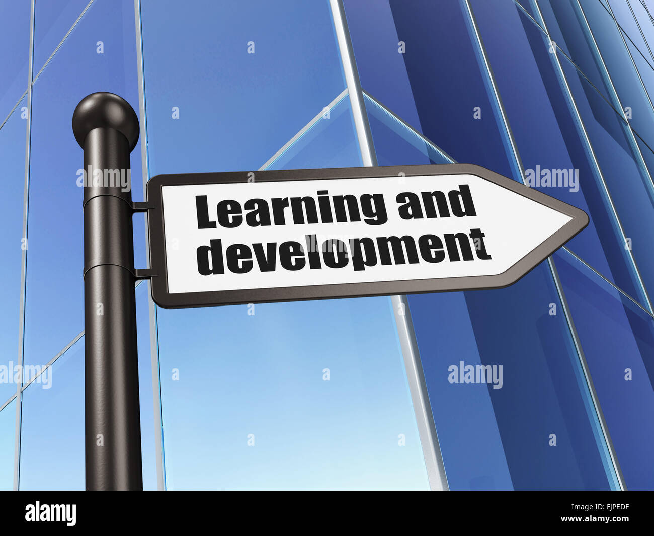 Education concept: sign Learning And Development on Building background ...