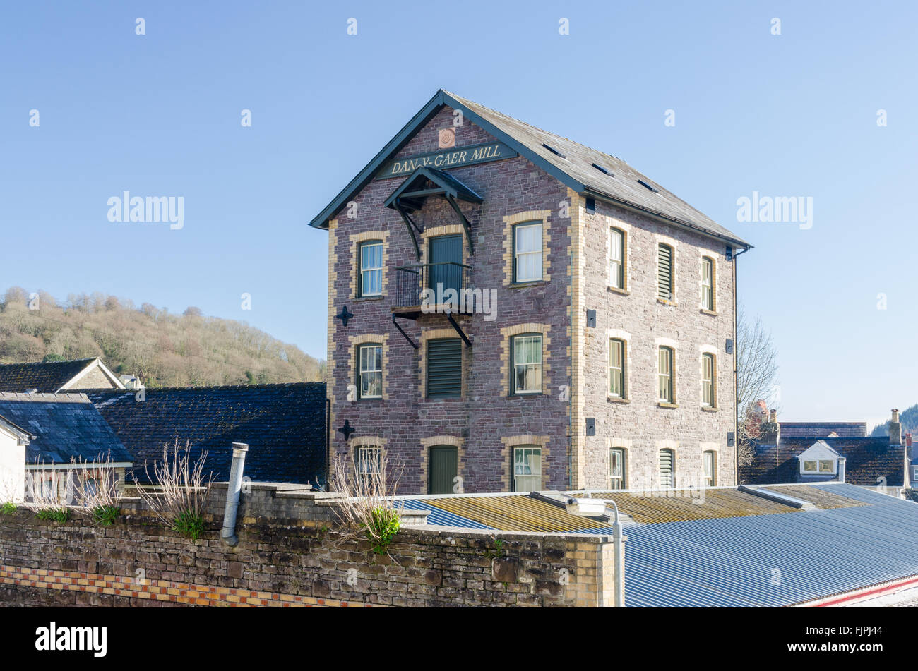 Dan Y-Gaer Mill building in Brecon, Powys Stock Photo