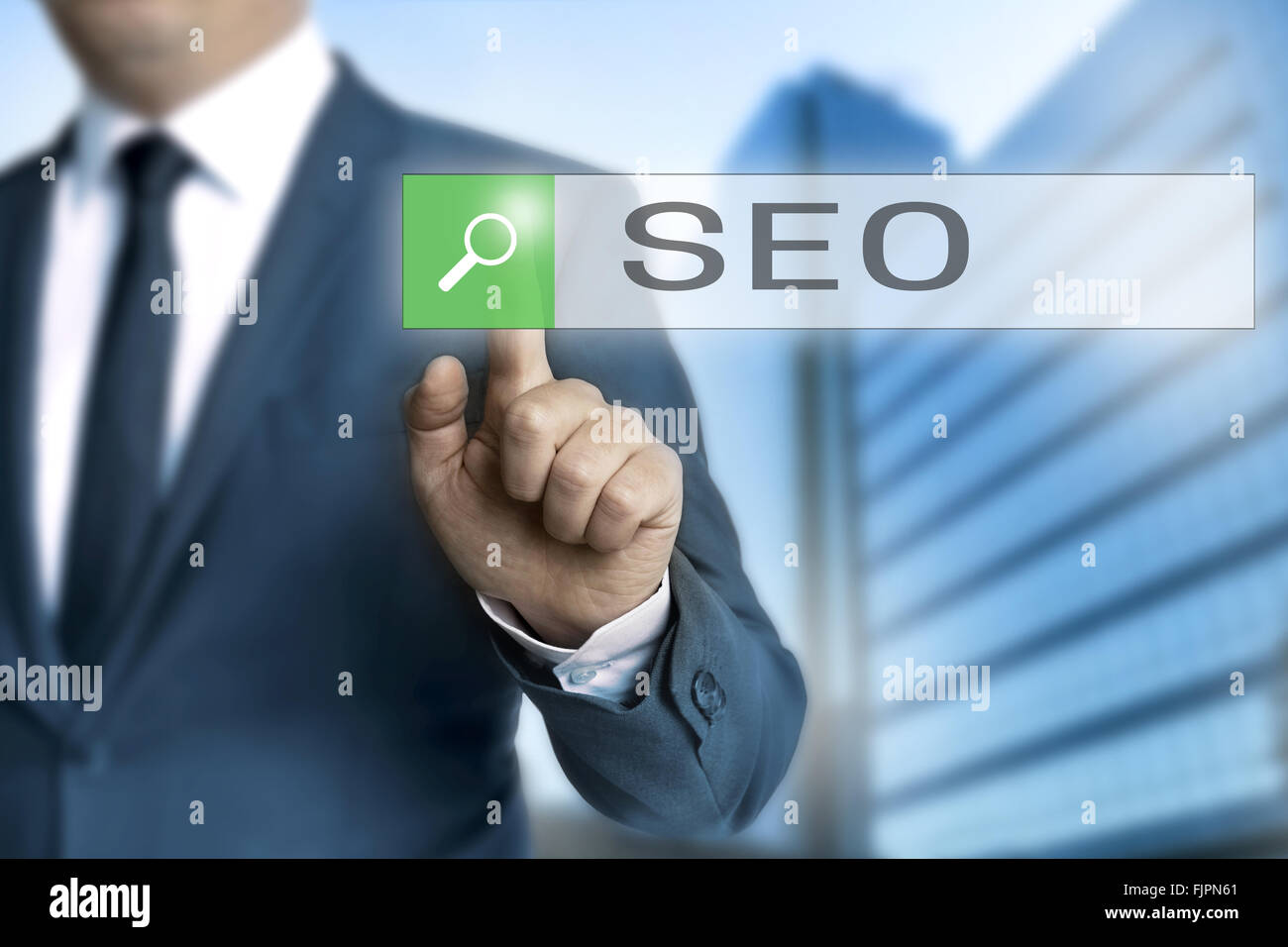 seo browser is operated by businessman. Stock Photo
