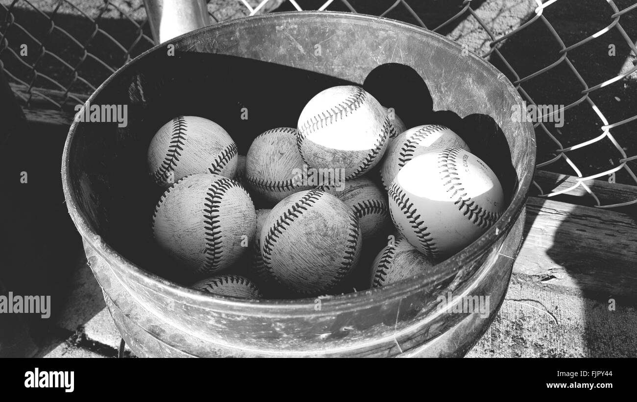 Baseballs In Bucket Stock Photo Alamy
