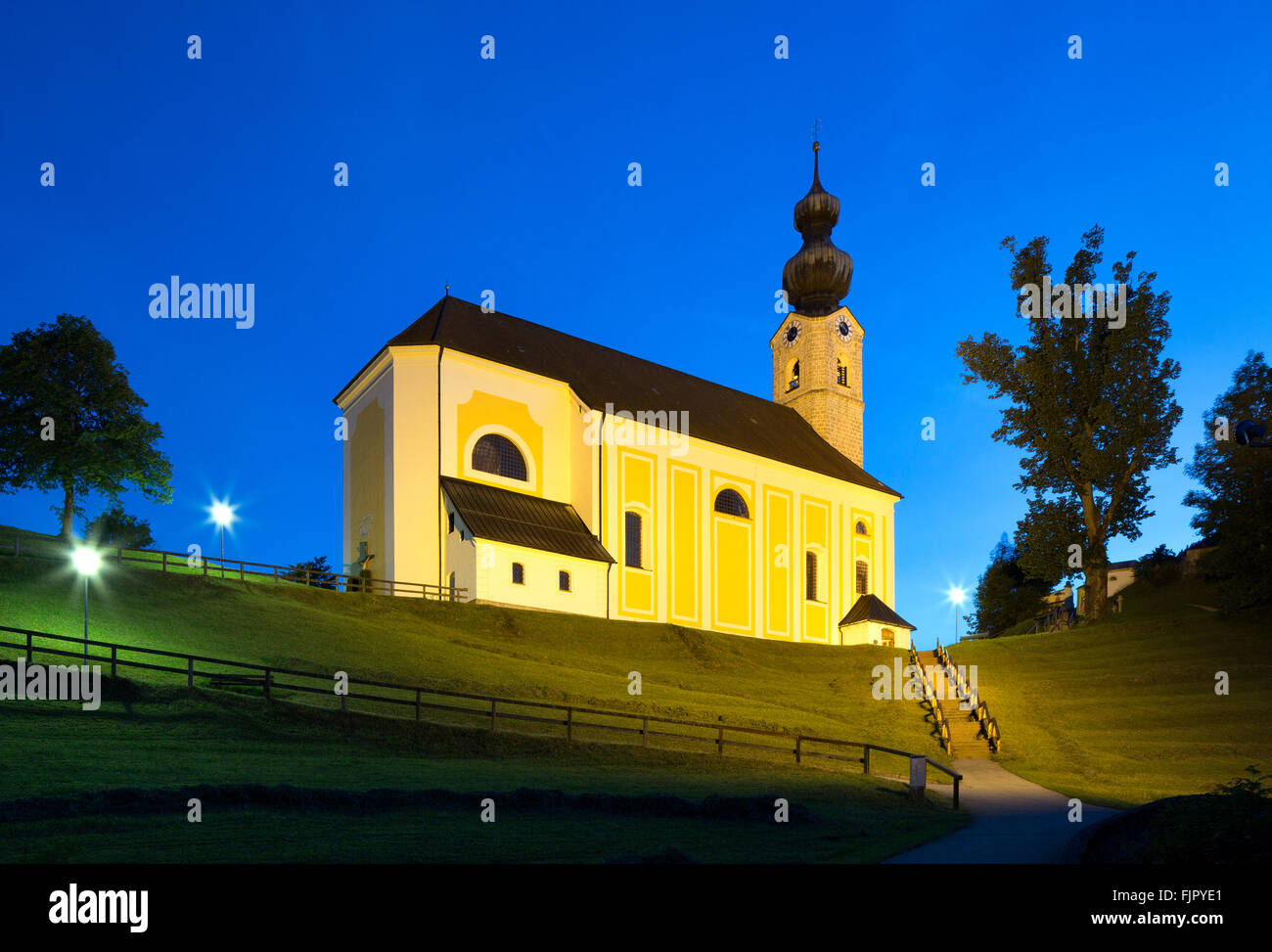 Catholic parish church of St. Georg of 1758, Ruhpolding, Upper Bavaria, Bavaria, Germany Stock Photo