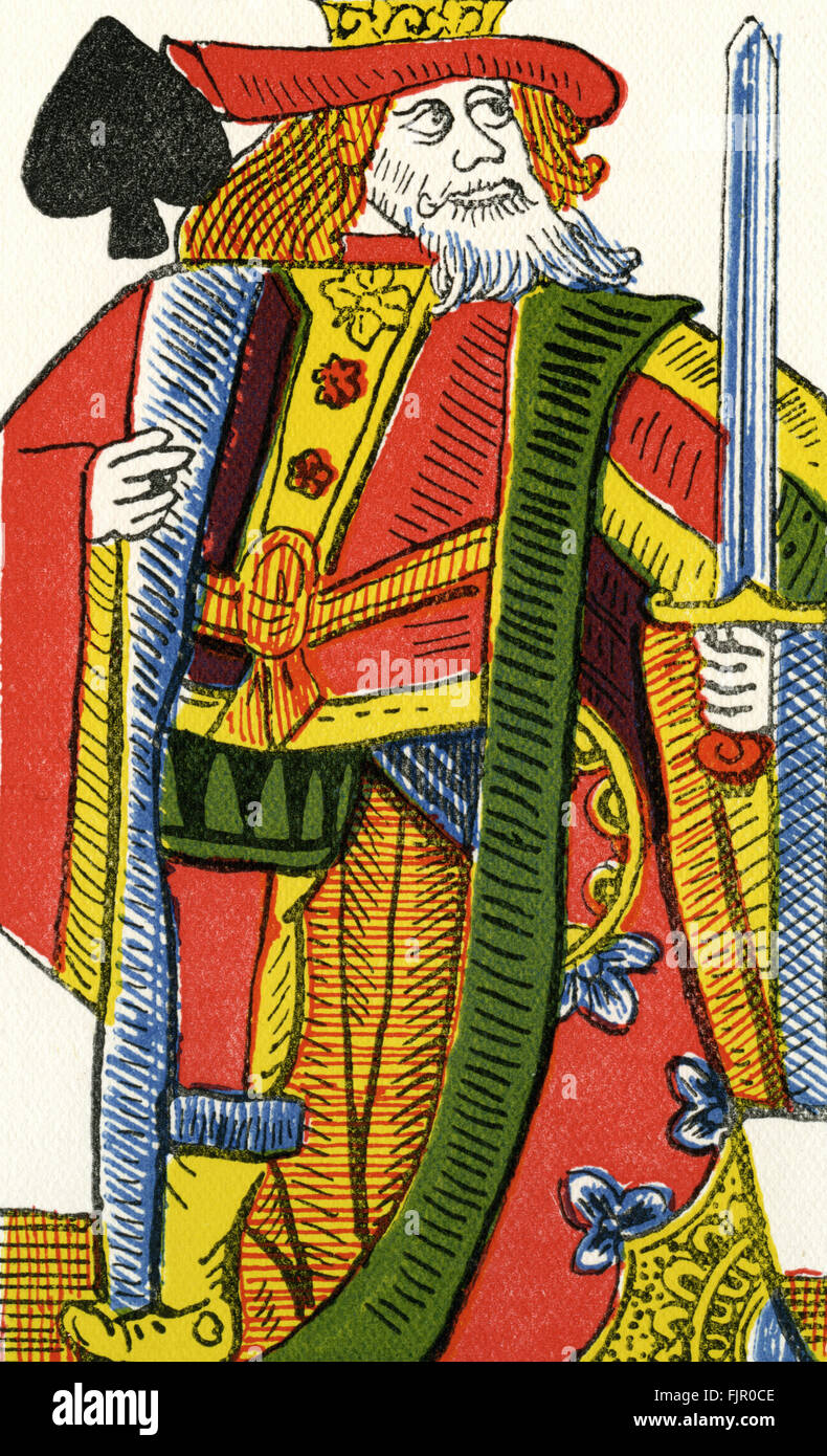 King of Spades / Roi de piques 16th century French playing card from
