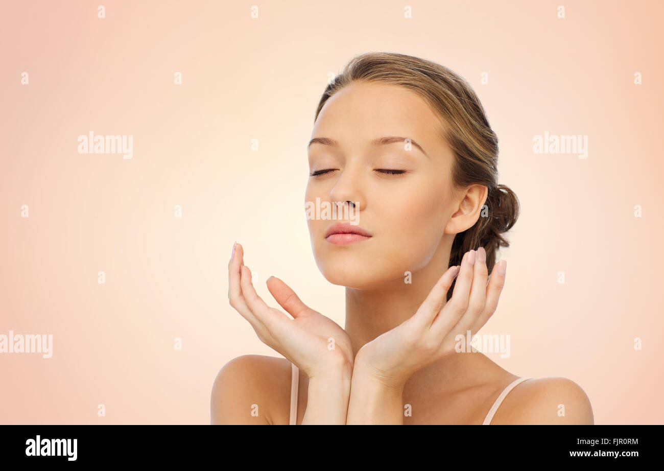 Beautiful woman washing face hi-res stock photography and images - Alamy