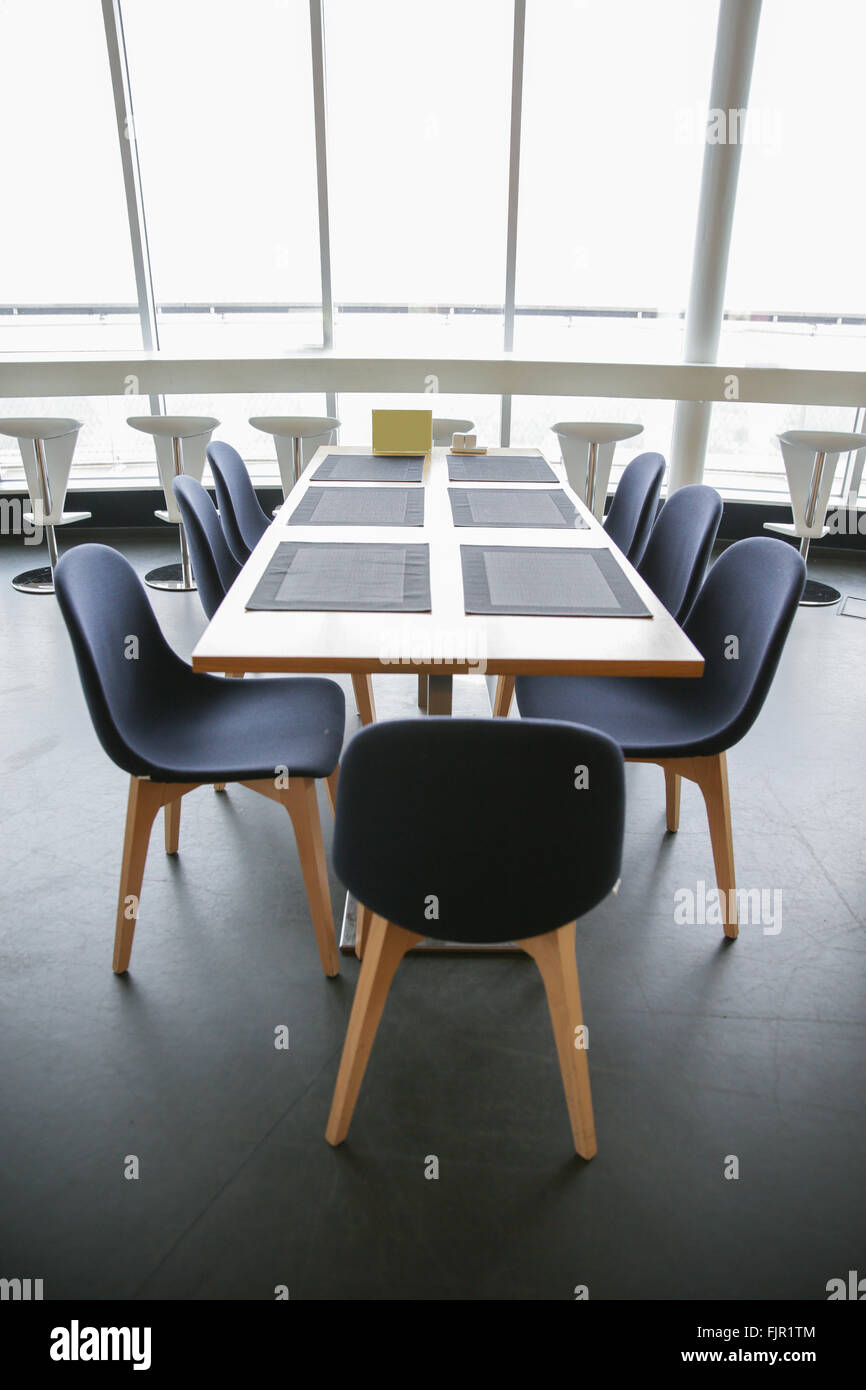 restaurant interior with table and chairs Stock Photo