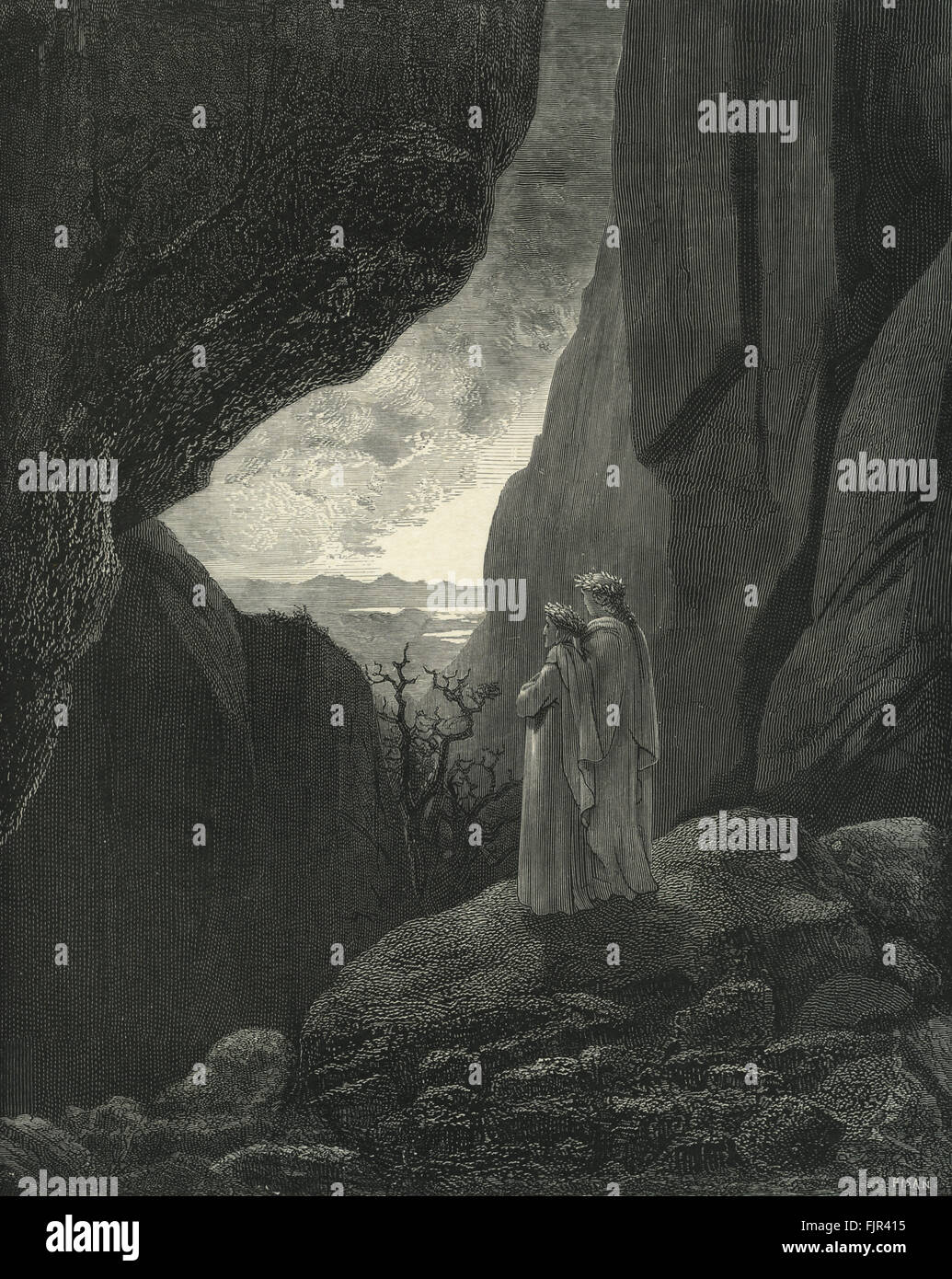 Dante and Virgil looking into the inferno, 1863 - Stock Image - C045/4482 -  Science Photo Library