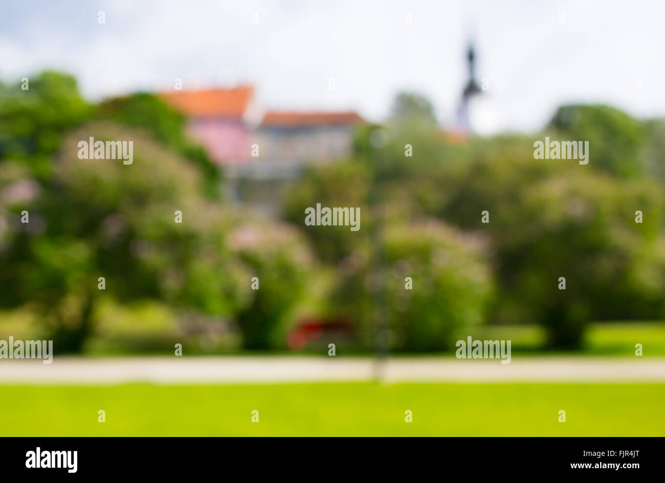 blurred summer old city and park background Stock Photo - Alamy