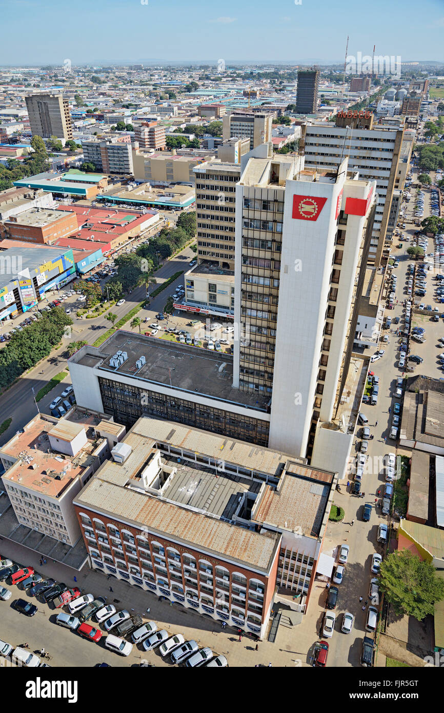 View over the center of Lusaka, the capital of Zambia. Stock Photo