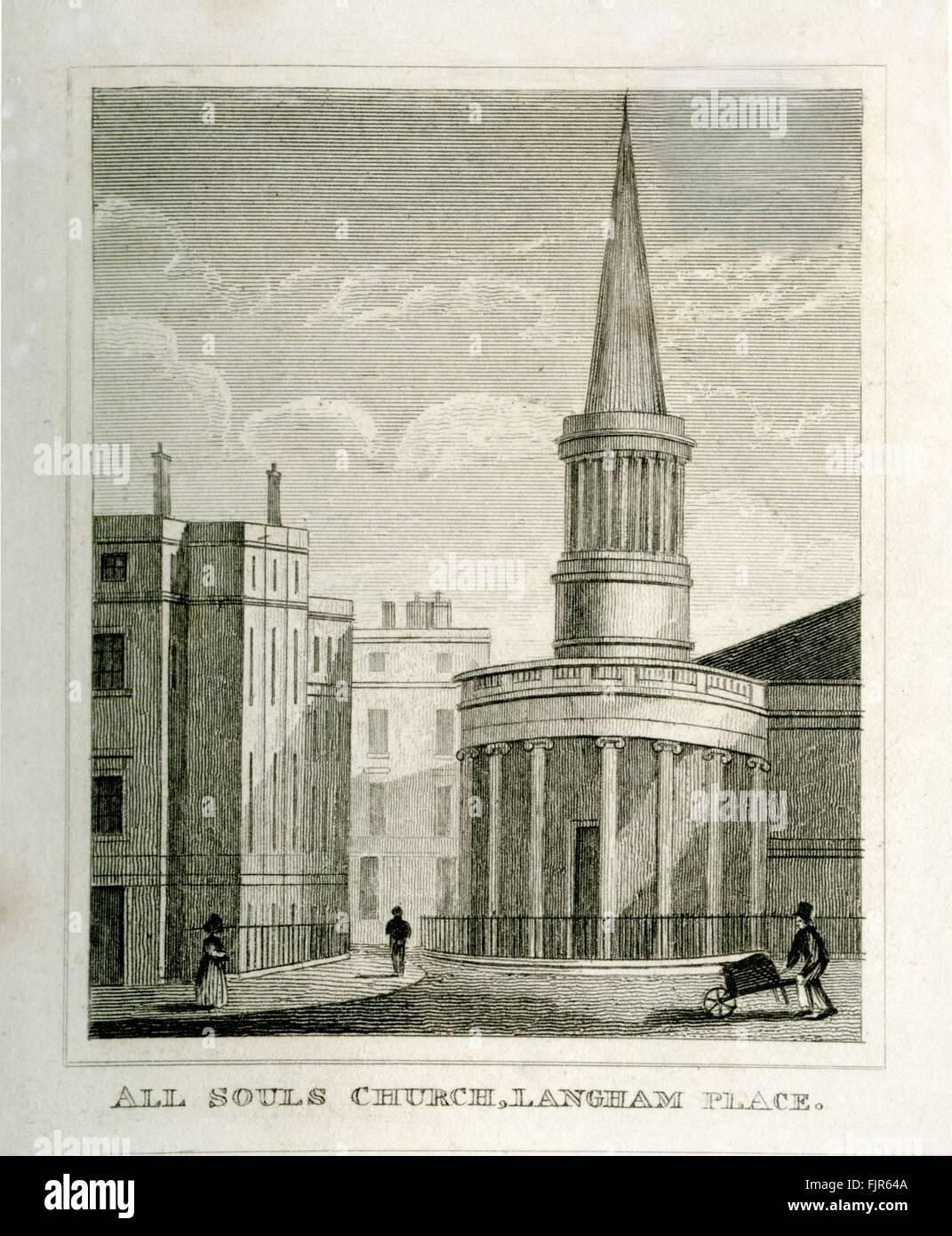 All Souls Church, Langham Place, London 1853. Designed by John Nash (1752 – 1835). Consecrated 1824. Stock Photo