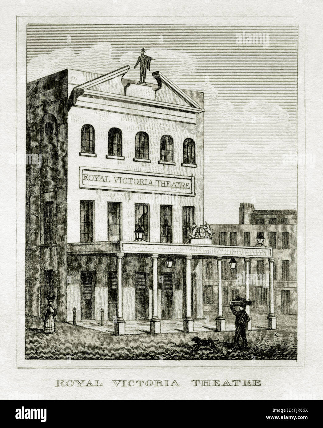 Royal Victoria Theatre, Lambeth, London. From 1835 print Stock Photo
