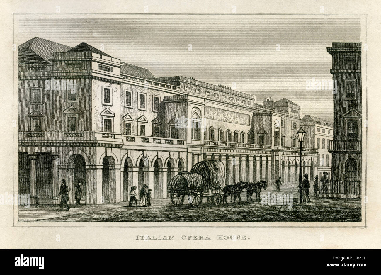 Italian Opera House, Haymarket, London. From 1835 print Stock Photo