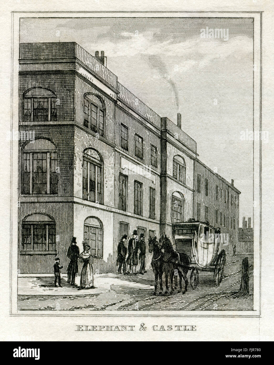 Elephant and Castle tavern, London. From 1835 print. Stock Photo