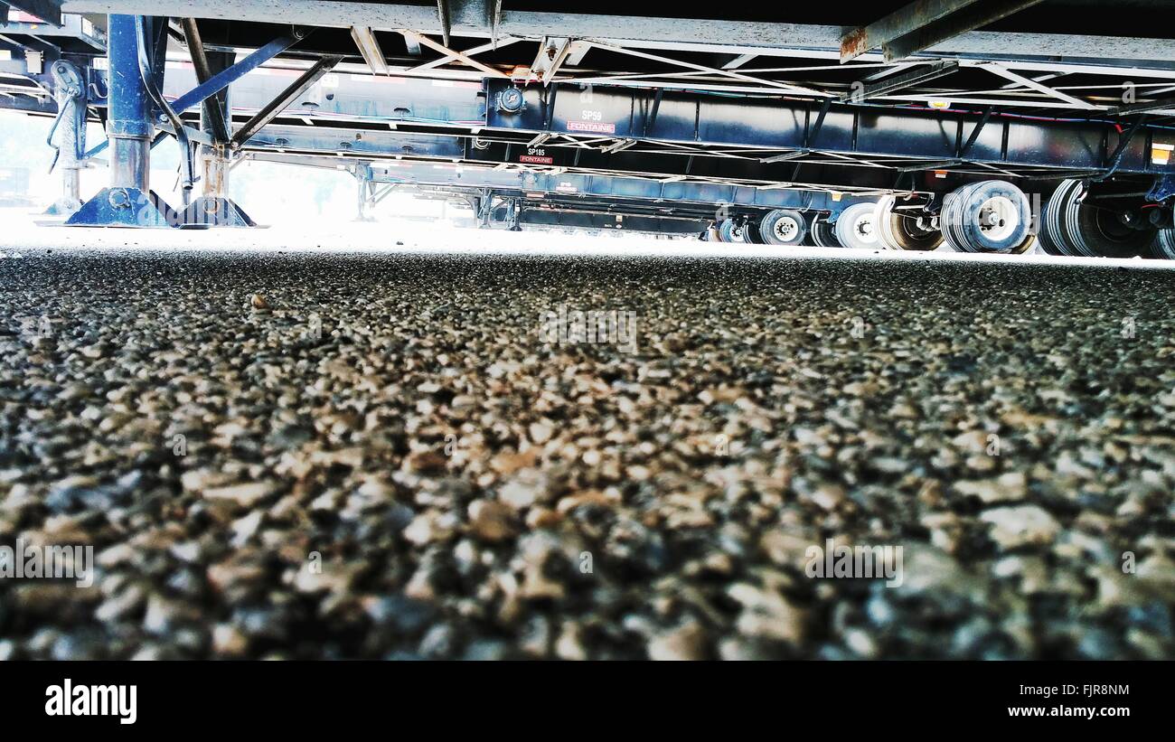 Surface Level View Of Lorry Undercarriage Stock Photo