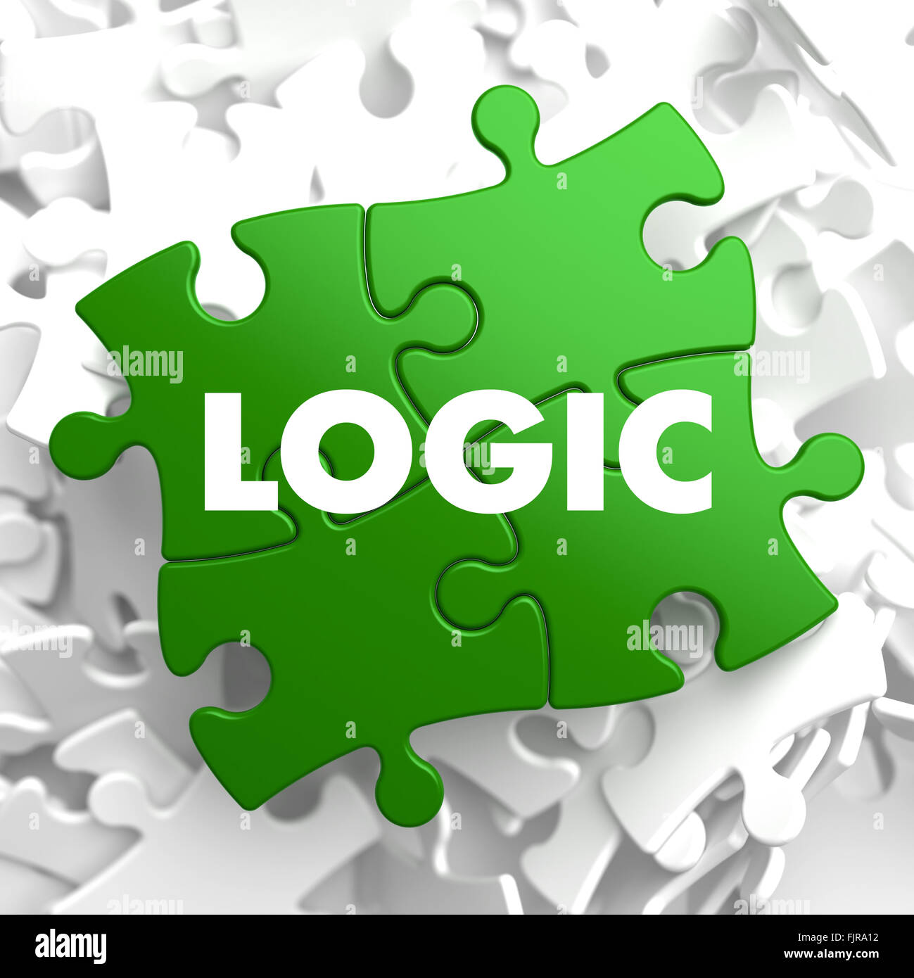Logic on Green Puzzle. Stock Photo