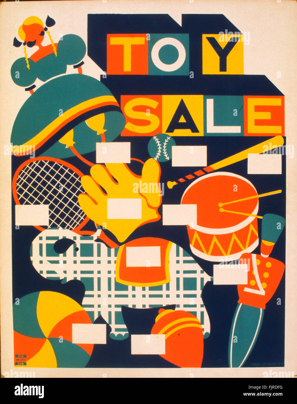 Toy sale poster created by the WPA, 1941-1943. Library of Congress. (Richard B. Levine) Stock Photo