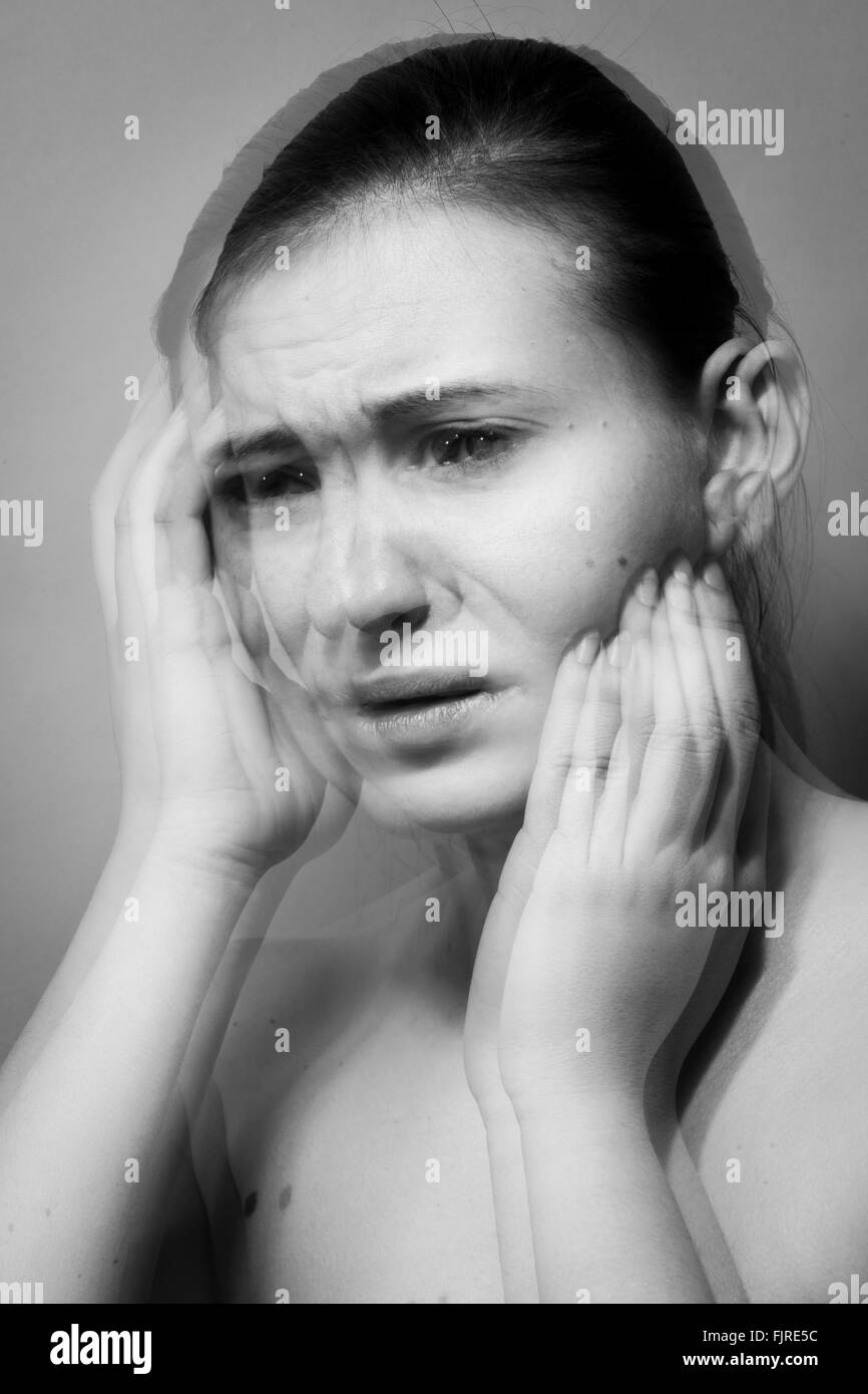 Woman in fear. Stock Photo