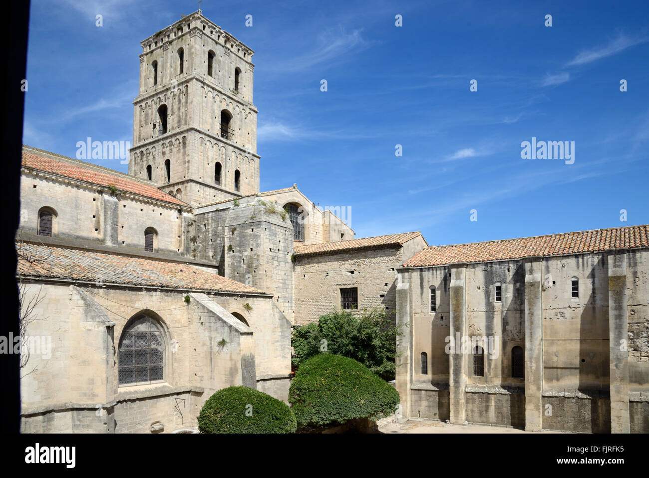 Bell Tower of the Romanesque Church of Saint Trophime (c12-15th) Arles Provence France Stock Photo