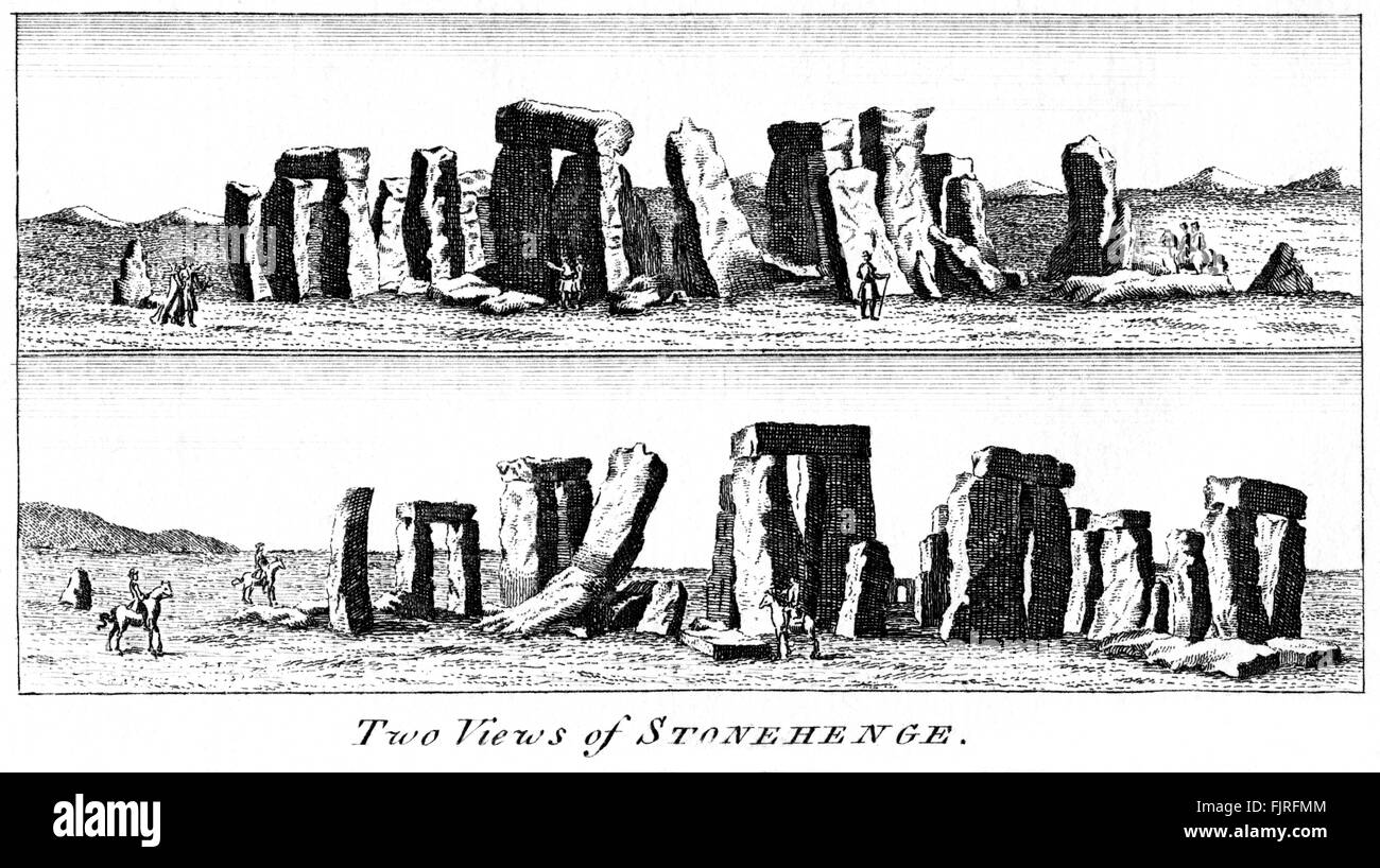 An engraving of Two Views of Stonehenge scanned at high resolution from ...