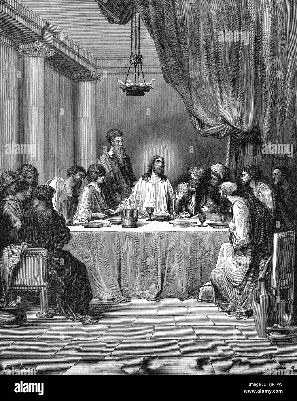 The Last Supper (John chapter XXVI), illustration by Gustave Doré (1832 – 1883) Stock Photo