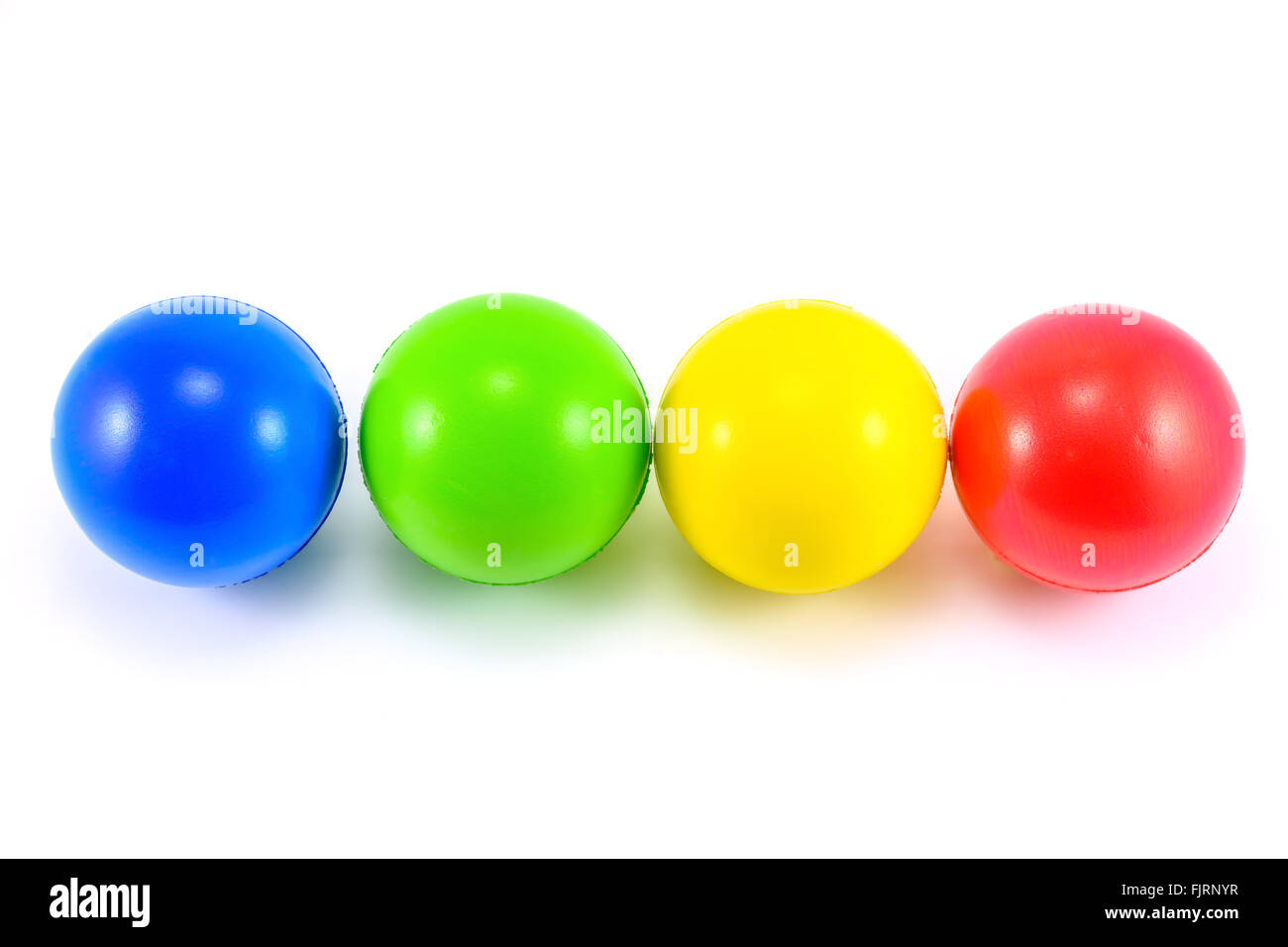 colour ball Red Green Blue and Yellow on white background Stock Photo