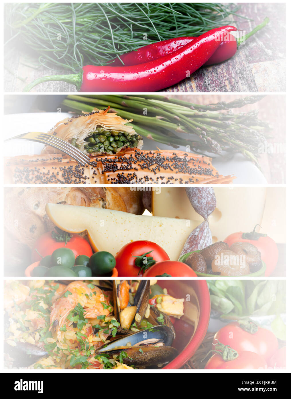 Food Headers Collage Stock Photo