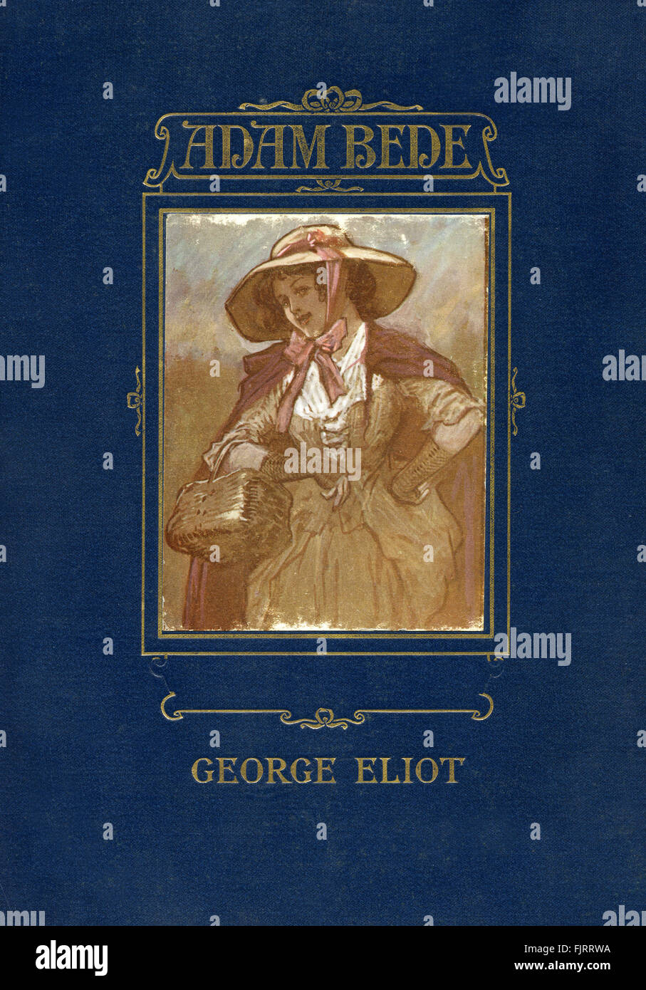 Cover of Adam Bede by George Eliot.  Illustrations by Gordon Browne. GE - was a pen name for Mary Ann Evans 22 November 1819 – 22 December 1880.  GB: English artist 15 April 1858 – 27 May 1932 (plot: heroine Hetty Sorrel is tried for child murder, based on true story) Stock Photo