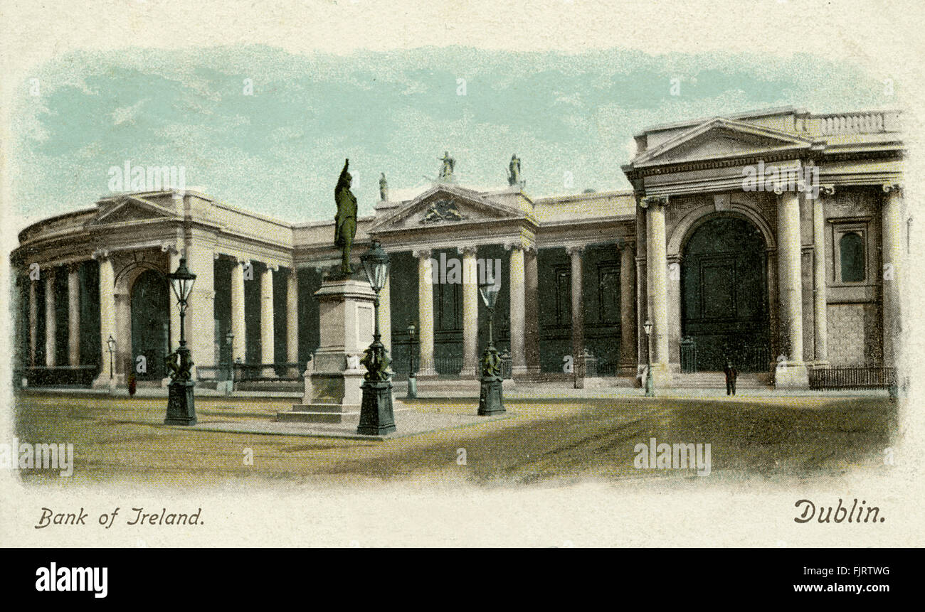 Bank of Ireland, Dublin, postcard, 1903 Stock Photo