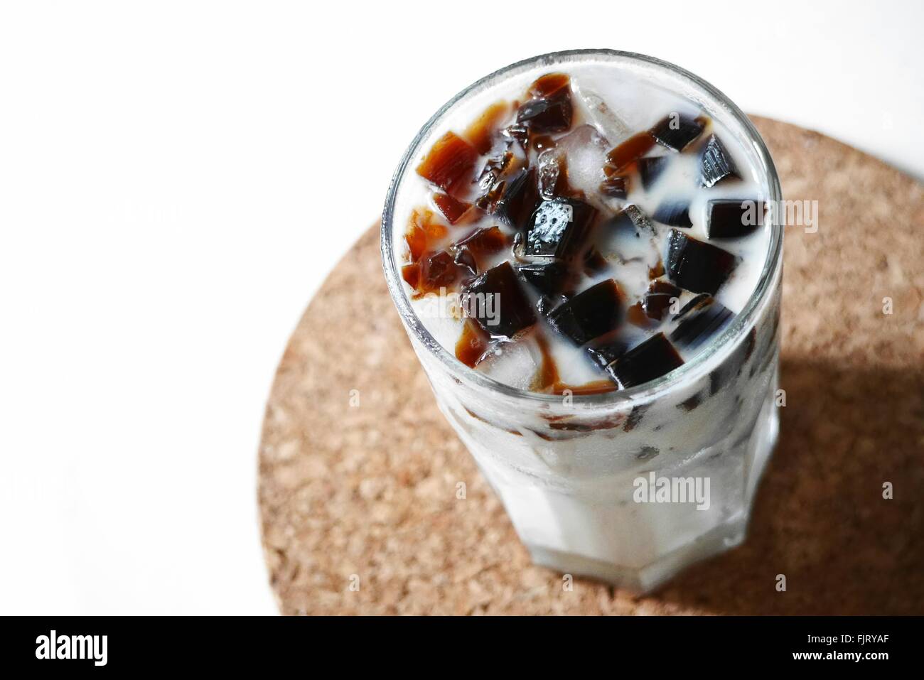 Download High Angle View Of Coffee Jelly In Glass On White Background Stock Photo Alamy PSD Mockup Templates