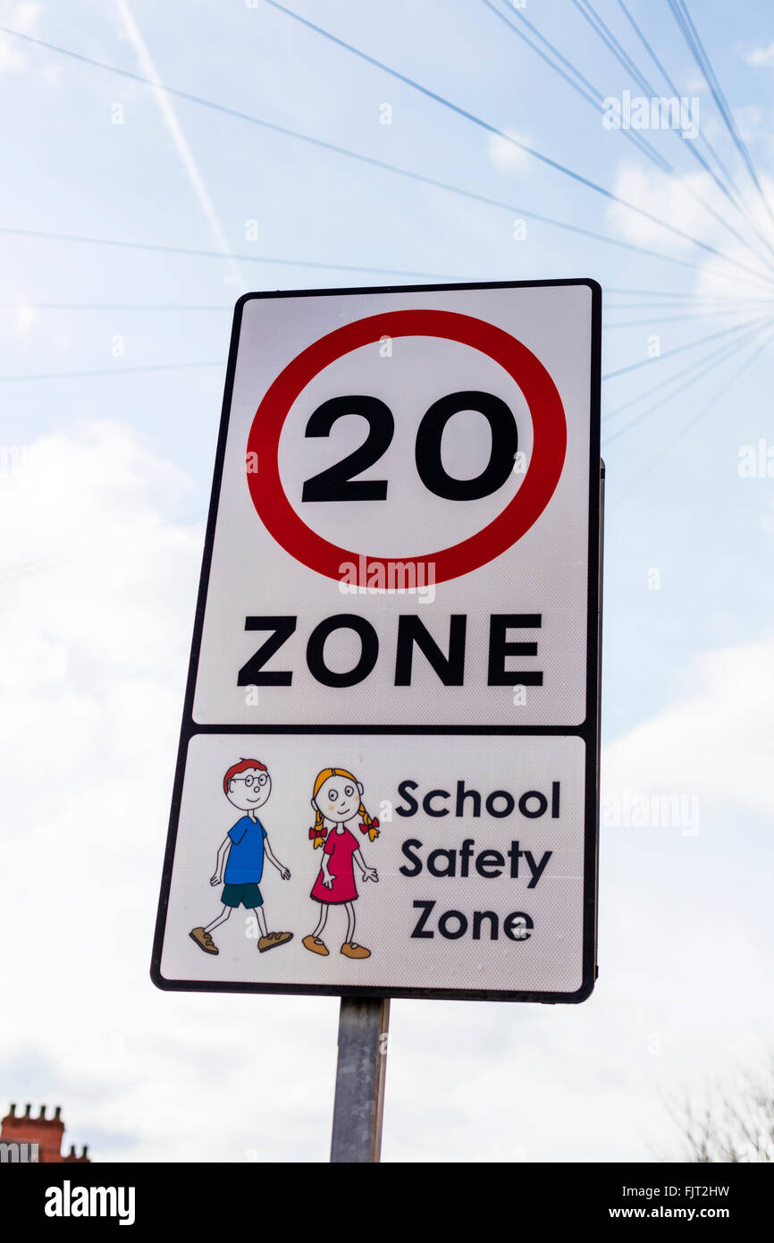 School safety zone 20 mph speed restriction UK law slow down for