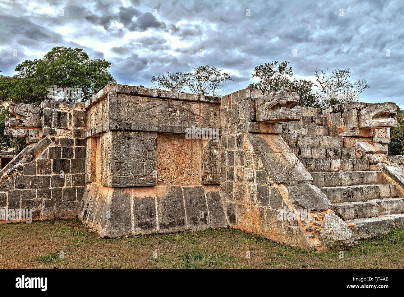 Platform of the Eagles and Jaguars Chichen Itza Mexico Stock Photo