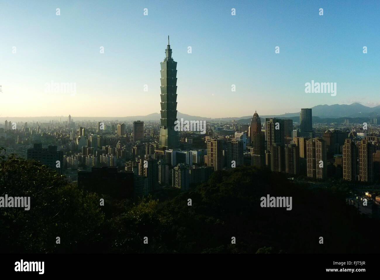 Taipei 101 And City Against Clear Sky Stock Photo