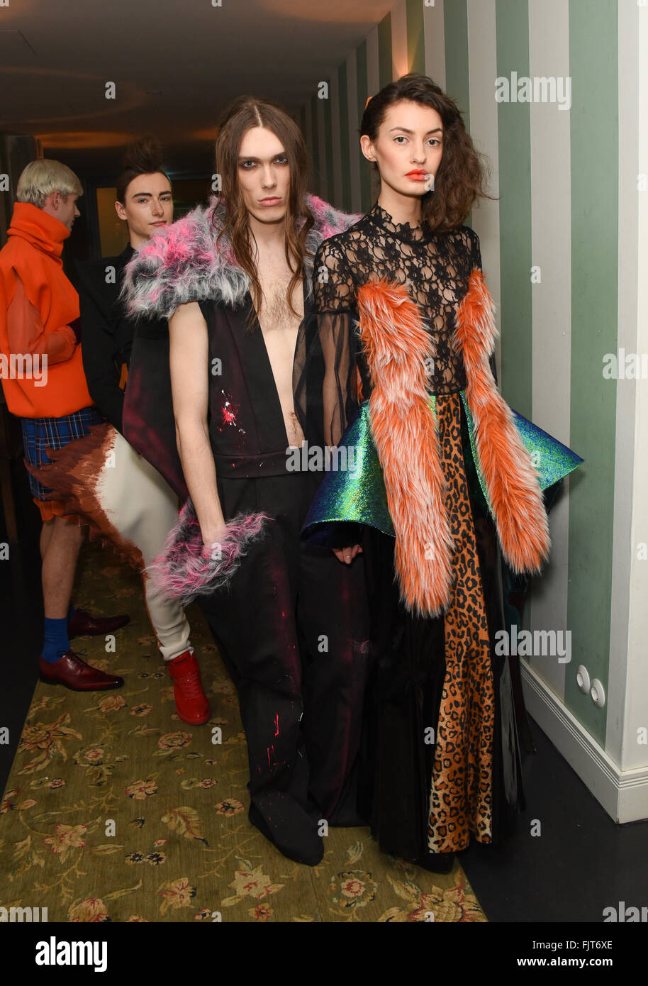 The Zoolander No. 2 Fashion Awards sponsored by Paramount Pictures Germany and Akademie Mode & Design (AMD) in Prenzlauer Berg.  Featuring: Models Where: Berlin, Germany When: 01 Feb 2016 Stock Photo