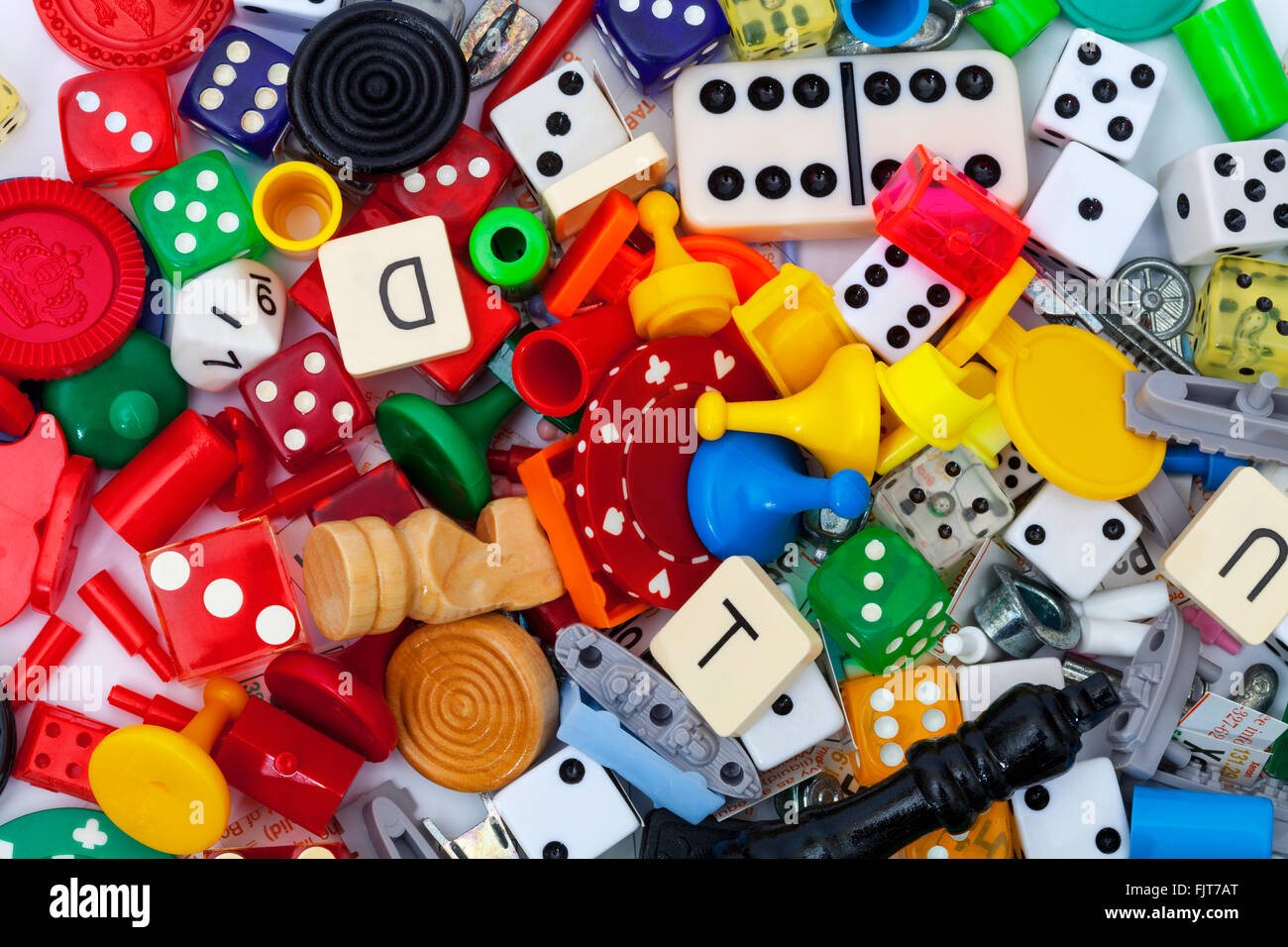Mixed board game pieces Stock Photo Alamy