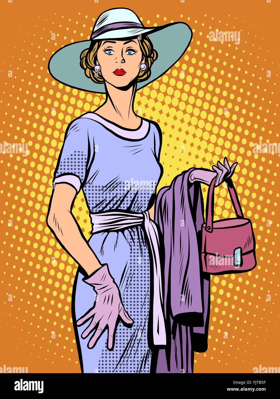 Elegant lady in beautiful dress and hat Stock Vector Image & Art - Alamy