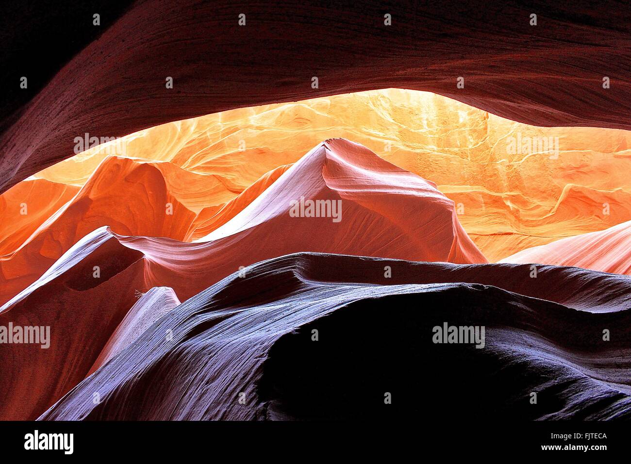 Low Angle View Of Antelope Canyon Stock Photo