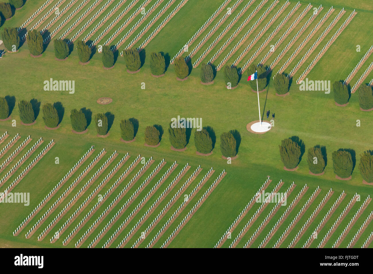Meuse (55), Verdun, champs de batailles de la 1ere guerre mondiale, Douaumont, cimetiere militaire (vue aerienne)  // France, Me Stock Photo