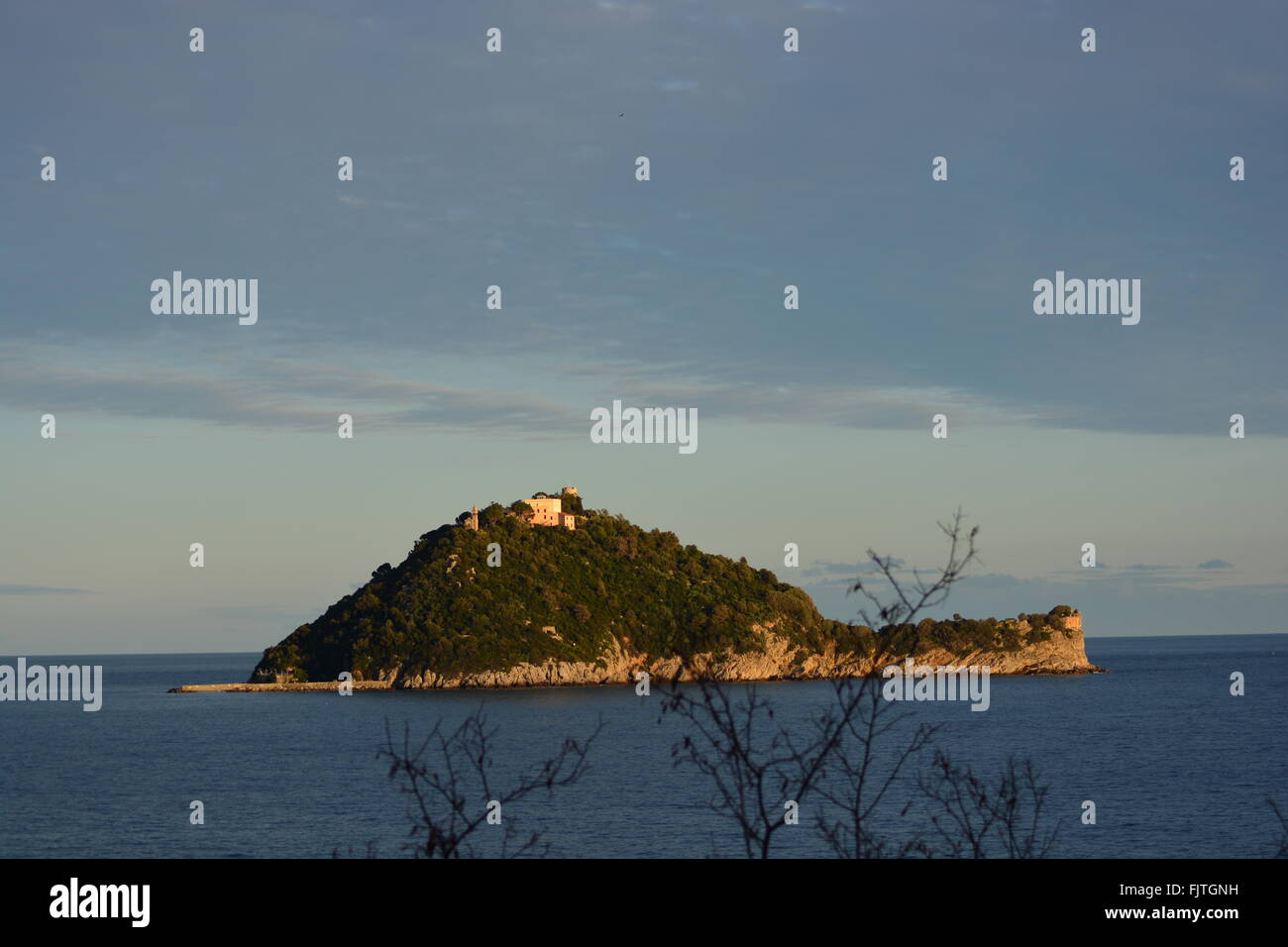 Island in front of Albenga, Italy, Mediterranean sea Stock Photo - Alamy