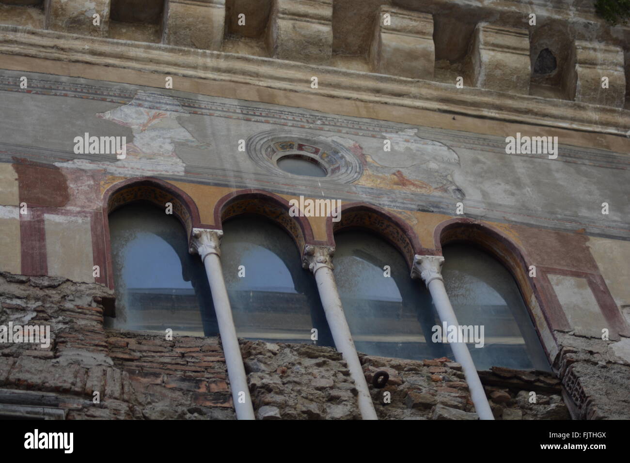 Old decayed palace in Italy, Albenga Stock Photo