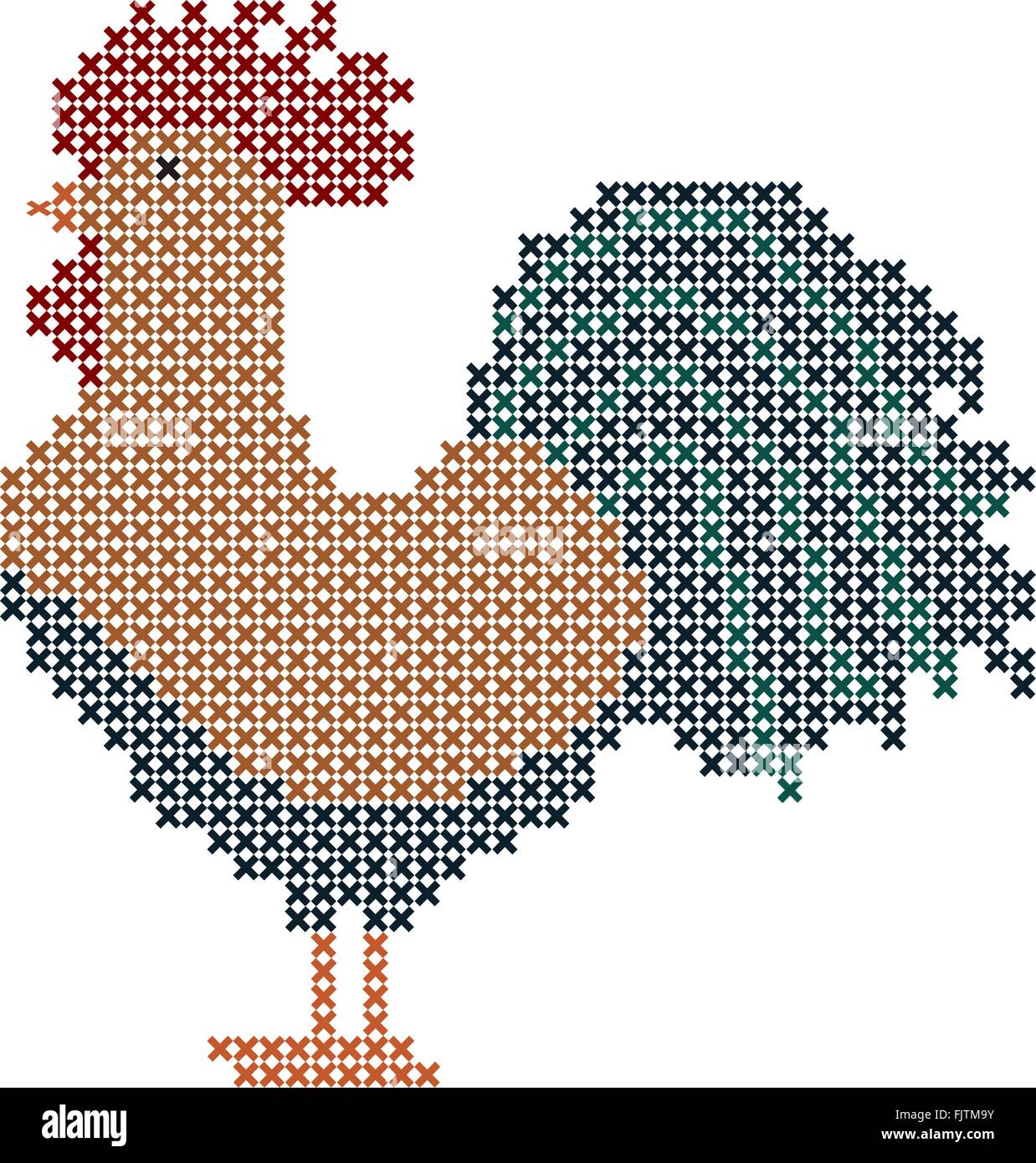 Cross stitch rooster, pixels, vector Stock Vector Image & Art - Alamy