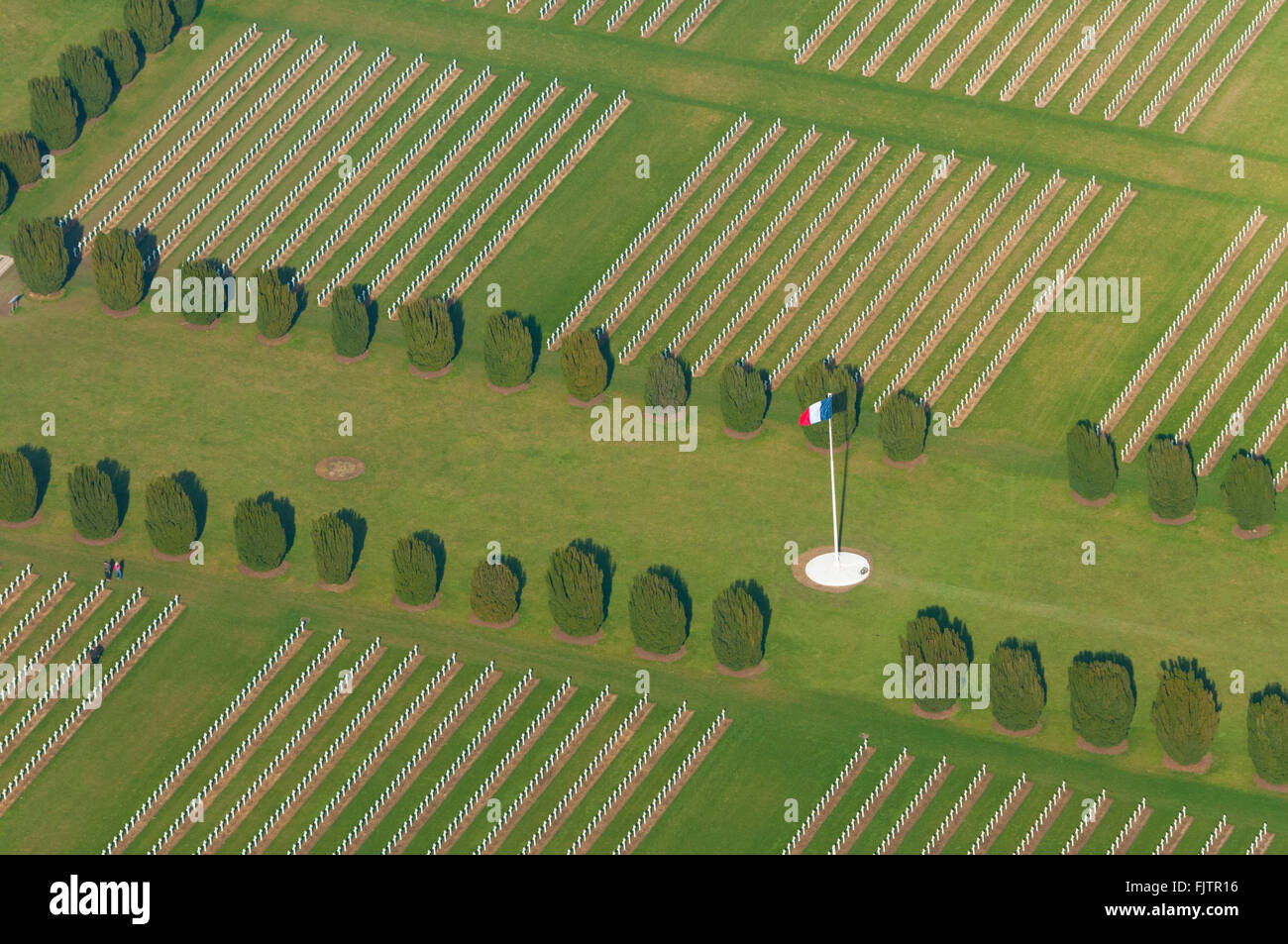 Meuse (55), Verdun, champs de batailles de la 1ere guerre mondiale, Douaumont, cimetiere militaire (vue aerienne)  // France, Me Stock Photo